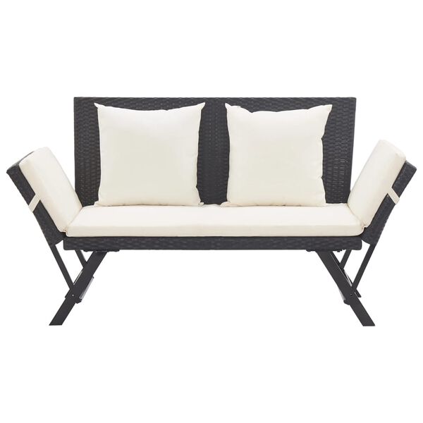 vidaXL Banc de jardin avec coussins 176 cm Noir Résine tressée
