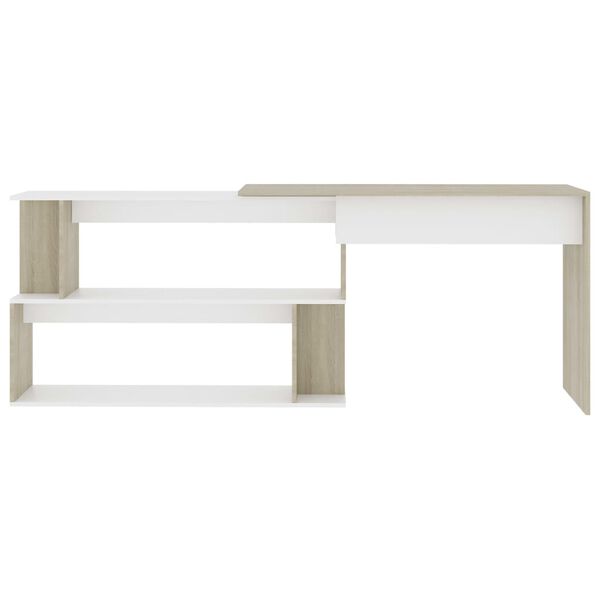 vidaXL Bureau d'angle Blanc chêne sonoma 200x50x76cm Bois d’ingénierie
