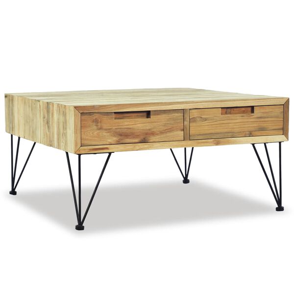 vidaXL Table basse 80x80x40 cm Teck massif
