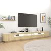 vidaXL Meuble TV avec lumi&egrave;res LED Ch&ecirc;ne sonoma 300x35x40 cm