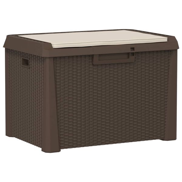 vidaXL Bo&icirc;te de rangement jardin coussin de si&egrave;ge marron 125 L PP