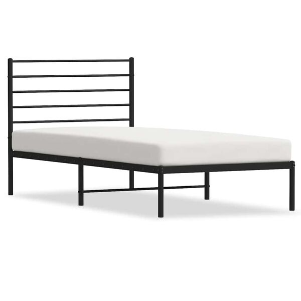 vidaXL Cadre de lit m&eacute;tal sans matelas avec t&ecirc;te de lit noir 100x190cm