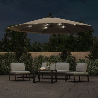 vidaXL Parasol de jardin en porte-à-faux et lumières LED mât en métal