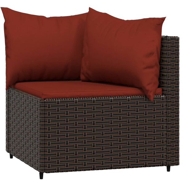vidaXL Salon de jardin 4 pcs avec coussins Marron R&eacute;sine tress&eacute;e