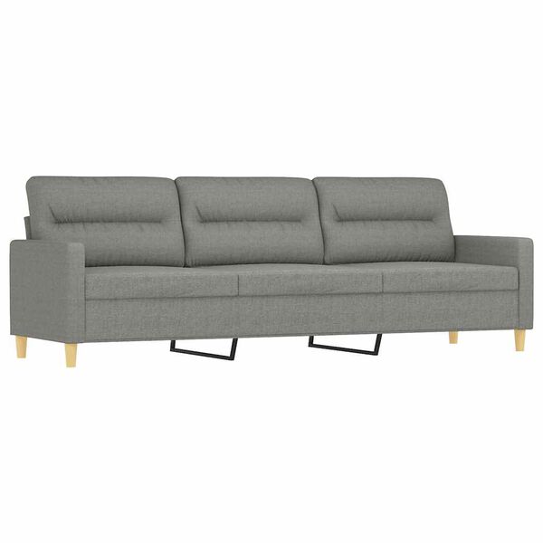 vidaXL Canap&eacute; &agrave; 3 places avec repose-pieds Gris fonc&eacute; 210 cm Tissu