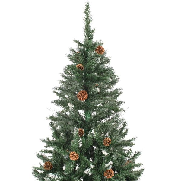 vidaXL Sapin de No&euml;l artificiel pr&eacute;-&eacute;clair&eacute; et pommes de pin 150 cm