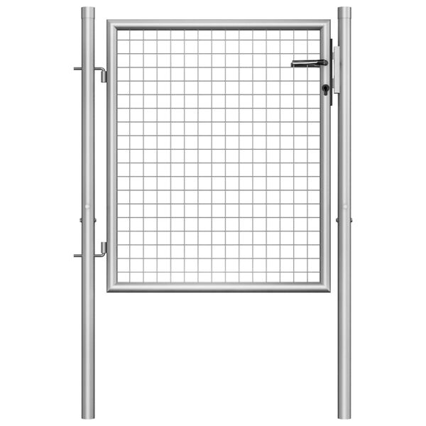 vidaXL Portail de jardin en acier galvanis&eacute; 100 x 75 cm argent