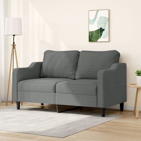 vidaXL Canap&eacute; &agrave; 2 places Gris fonc&eacute; 140 cm Tissu