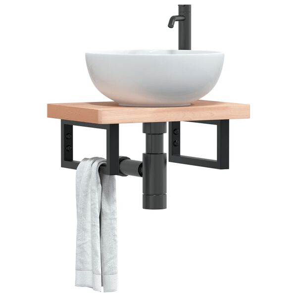 vidaXL Supports d'&eacute;tag&egrave;res pour lavabo 2 pcs noir rectangulaire acier