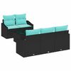 vidaXL Ensemble de Canap&eacute;s 6 pcs Noir et turquoise polyrotin