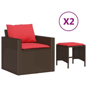 vidaXL Salon de jardin 4 pcs avec coussins marron r&eacute;sine tress&eacute;e