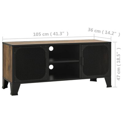 vidaXL Meuble TV Marron rustique 105x36x47 cm Métal et MDF