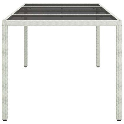 vidaXL Table de jardin Blanc 190x90x75 cm Verre trempé/résine tressée