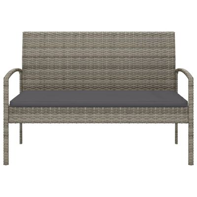 vidaXL Banc de jardin avec coussin gris 105 cm résine tressée