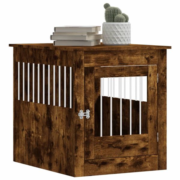 vidaXL Meuble de cage pour chiens ch&ecirc;ne fum&eacute; 64,5x80x71 cm