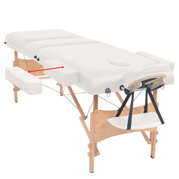 vidaXL Table de massage pliable à 3 zones 10 cm d'épaisseur Blanc