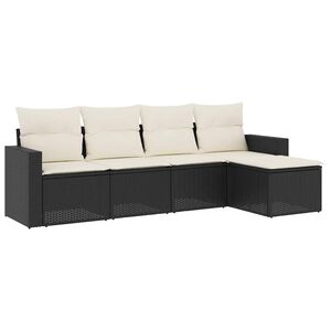 vidaXL Salon de jardin 5 pcs avec coussins noir r&eacute;sine tress&eacute;e
