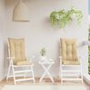 vidaXL Coussins de chaise &agrave; dossier haut lot de 2 beige m&eacute;lang&eacute; tissu