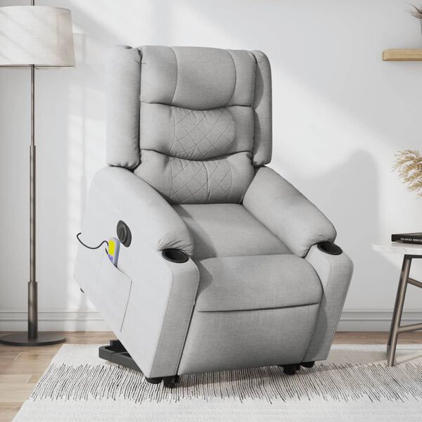 vidaXL Fauteuil inclinable de massage électrique gris clair tissu