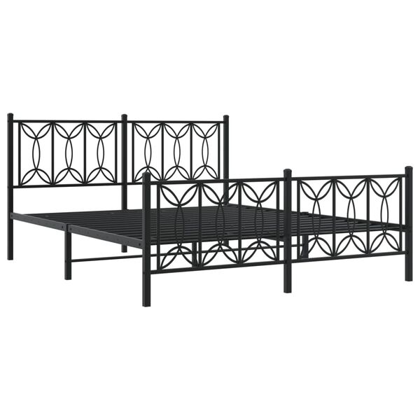 vidaXL Cadre de lit métal sans matelas avec pied de lit noir 150x200cm