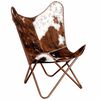 vidaXL Chaise papillon marron et blanc cuir de vache