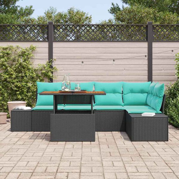 vidaXL Ensemble de canap&eacute; de jardin 6 pcs Noir et Sarcelle