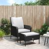 vidaXL Chaise de jardin avec tabouret noir r&eacute;sine tress&eacute;e