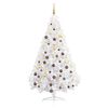 vidaXL Demi-arbre de No&euml;l artificiel pr&eacute;-&eacute;clair&eacute; et boules blanc 180cm