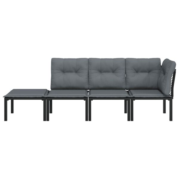 vidaXL Salon de jardin 4 pcs noir et gris r&eacute;sine tress&eacute;e