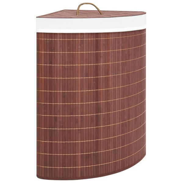 vidaXL Panier &agrave; linge d'angle Bambou Marron 60 L