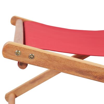 vidaXL Chaise pliable de plage Tissu et cadre en bois Rouge