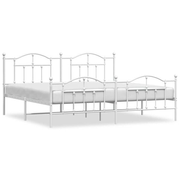 vidaXL Cadre de lit m&eacute;tal sans matelas et pied de lit blanc 193x203 cm