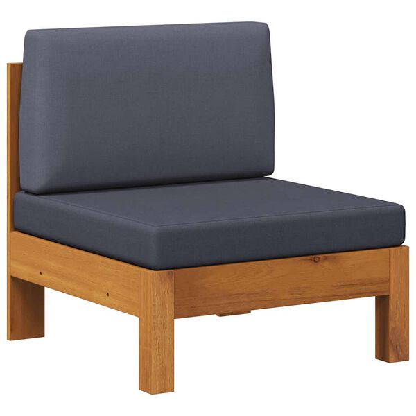 vidaXL Canap&eacute; central avec coussins gris fonc&eacute; Bois d'acacia solide