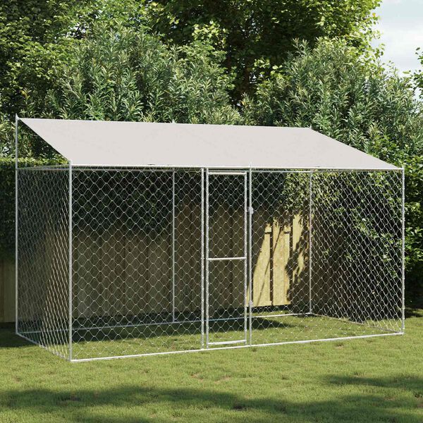 vidaXL Cage pour chien 2 pcs Argent&eacute; 400 x 200 x 258 cm Acier et PE