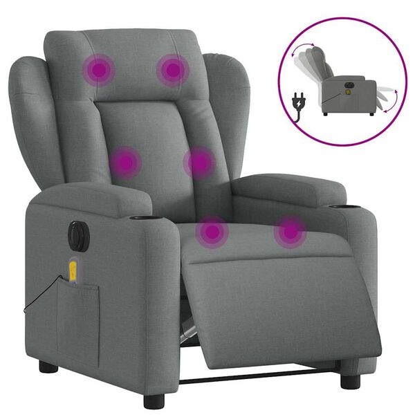 vidaXL Fauteuil inclinable de massage &eacute;lectrique gris fonc&eacute; tissu