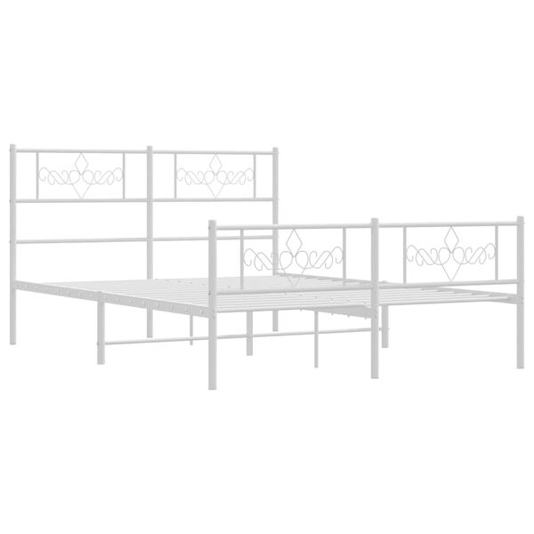 vidaXL Cadre de lit m&eacute;tal sans matelas et pied de lit blanc 135x190 cm