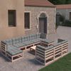 vidaXL Salon de jardin 11 pcs avec coussins Bois de pin massif