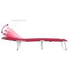 vidaXL Chaise longue pliable avec auvent acier et tissu rouge