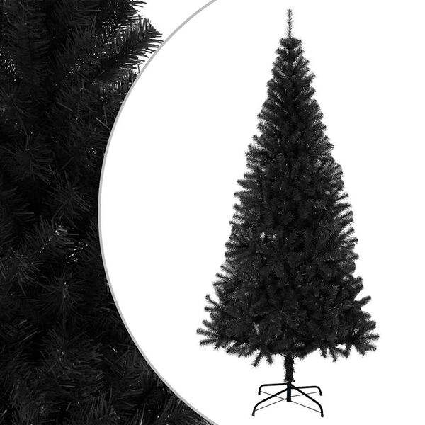 vidaXL Sapin de No&euml;l artificiel avec support noir 180 cm PVC