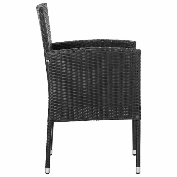 vidaXL Chaises de jardin avec coussins noir lot de 2 r&eacute;sine tress&eacute;e