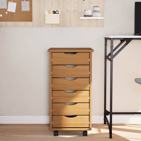 vidaXL Armoire roulante avec tiroirs MOSS bois de pin marron miel