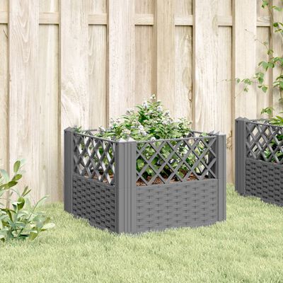 vidaXL Jardinière avec piquets gris clair 43,5x43,5x43,5 cm PP