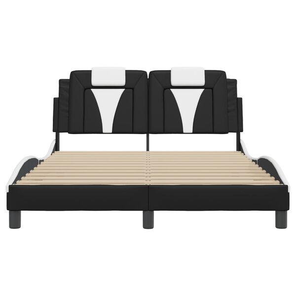vidaXL Cadre de lit Viana sans matelas noir et blanc 137x190 cm similicuir