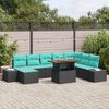 vidaXL Ensemble de canapé de jardin 9 pcs Noir et Sarcelle