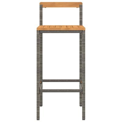 vidaXL Tabourets de bar lot de 2 gris résine tressée et bois d'acacia