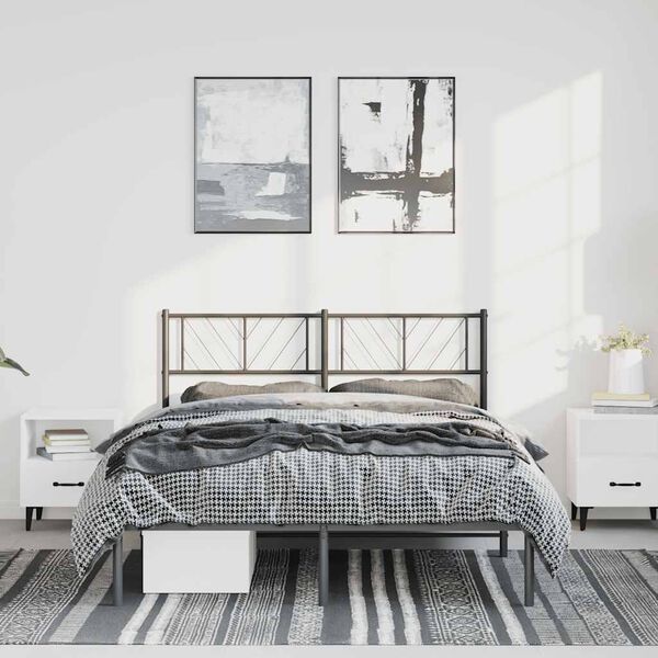 vidaXL Cadre de lit m&eacute;tal sans matelas avec t&ecirc;te de lit noir 150x200cm