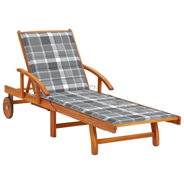 vidaXL Chaise longue de jardin avec coussin Bois d'acacia solide