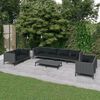 vidaXL Salon de jardin 9 pcs avec coussins R&eacute;sine tress&eacute;e Gris fonc&eacute;