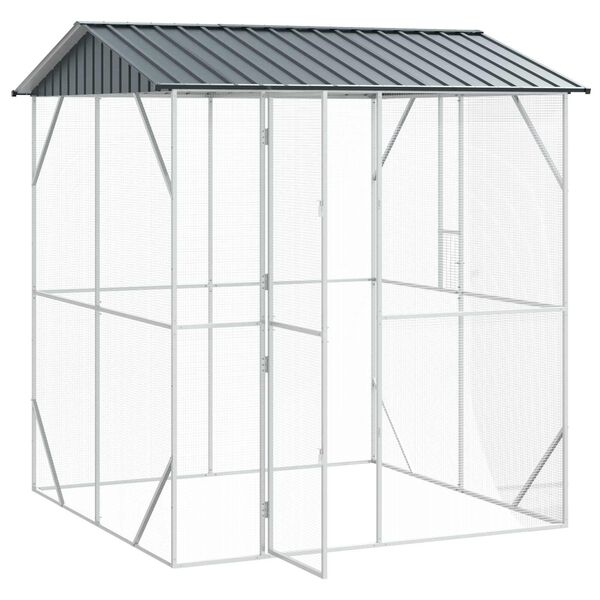vidaXL Cage pour oiseaux Anthracite 215 x 208 x 247 cm Acier galvanis&eacute;