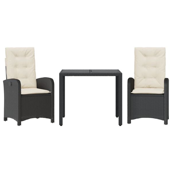 vidaXL Ensemble à manger de jardin coussins 5pcs Noir Résine tressée